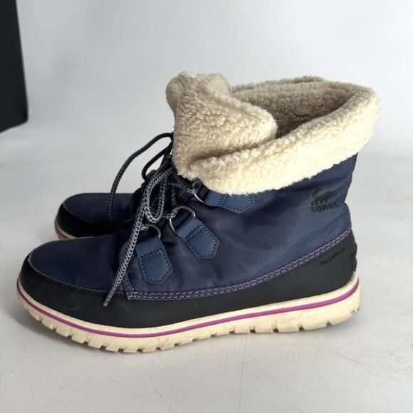 SOREL COZY CARNIVAL BOOTS NYLON FAUX SHEARLING WINTER SNOW ANKLE WOMEN'S 10 - Picture 1 of 9